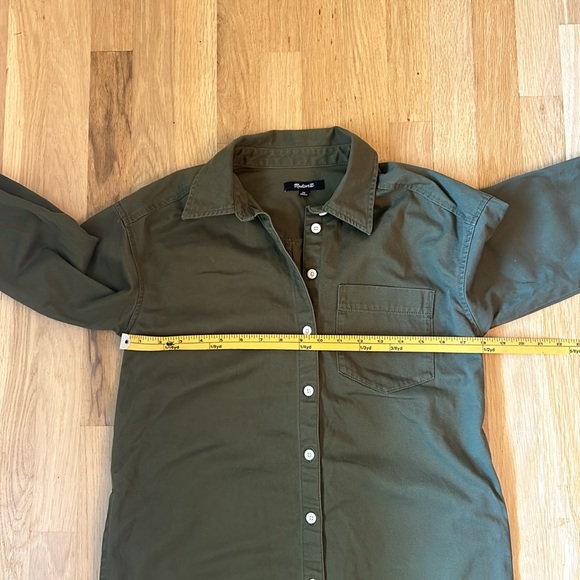 Madewell Mini Shirtdress Longsleeve Button Down with Pockets Green Women Size XS - Picture 4 of 14